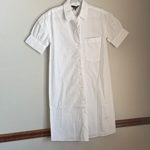 Classic White Short-Sleeve Button-Up Dress